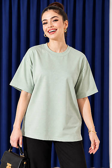 Oversize Basic T-shirt Mint - Kadın Giyim Modelleri