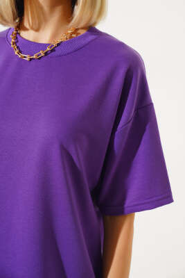 Oversize Basic T-shirt Mor - Kadın Giyim Modelleri
