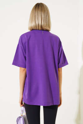 Oversize Basic T-shirt Mor - Yeni Giyim