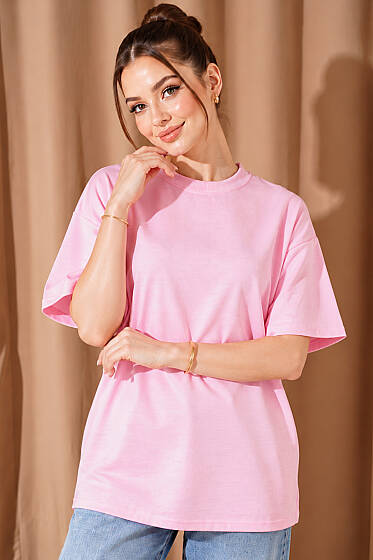 Oversize Basic T-shirt Pembe - Kadın Giyim Modelleri