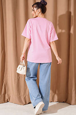 Oversize Basic T-shirt Pembe - Kadın Giyim Modelleri