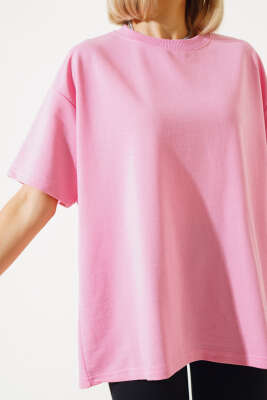 Oversize Basic T-shirt Pembe - Yeni Giyim