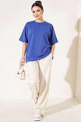 Oversize Basic T-shirt Saks - Kadın Giyim Modelleri