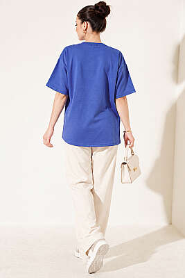 Oversize Basic T-shirt Saks - Kadın Giyim Modelleri