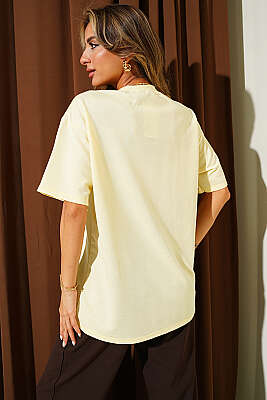 Oversize Basic T-shirt Sarı - Kadın Giyim Modelleri