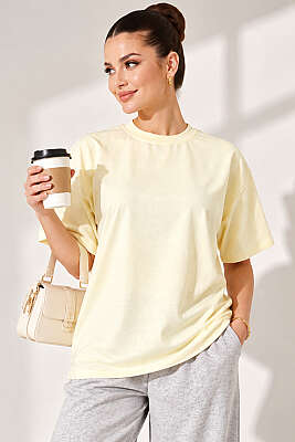 Oversize Basic T-shirt Sarı 
