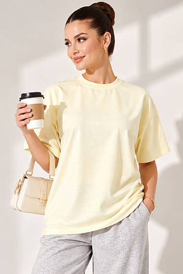 Oversize Basic T-shirt Sarı - Kadın Giyim Modelleri