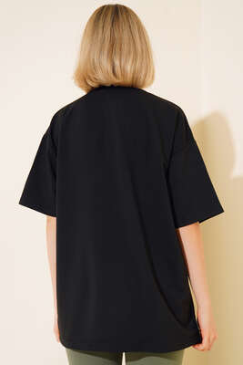 Oversize Basic T-shirt Siyah - Kadın Giyim Modelleri