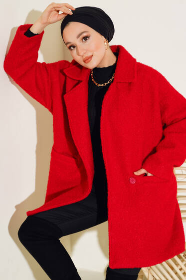 Oversize Buklet Kaban Kırmızı - Kaban