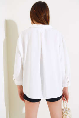 Oversize Cepli Gömlek Ekru - Kadın Giyim Modelleri