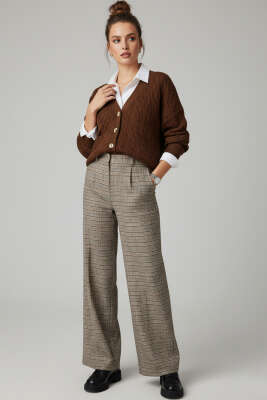 Oversize Cepli Örgü Hırka Kahve - Yeni Giyim