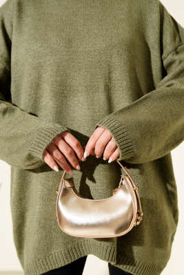 Oversize Düşük Omuz Triko Tunik Çağla Yeşili - Tunik