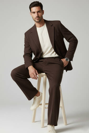 Oversize Erkek Takım Elbise Acı Kahve - Günün Seçilenleri