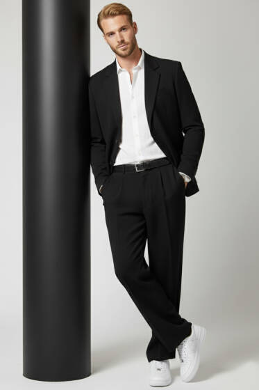 Oversize Erkek Takım Elbise Siyah - Günün Seçilenleri