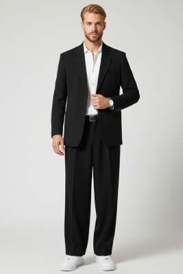 Oversize Erkek Takım Elbise Siyah - Günün Seçilenleri