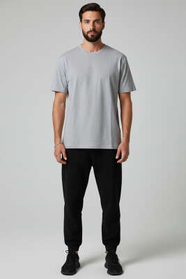 Oversize Erkek Tshirt Gri - Erkek T-shirt