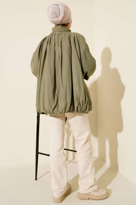 Oversize Fermuarlı Mont Haki - Mont