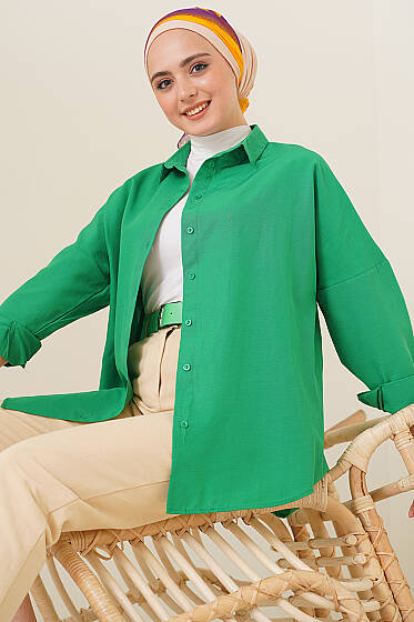Oversize Gömlek Yeşil - Gömlek