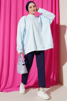Oversize İnterlok Basic Tunik Buz Mavisi - 300-500 TL Ürünler