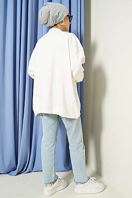 Oversize İnterlok Basic Tunik Ekru - Tunik