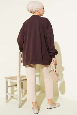 Oversize İnterlok Basic Tunik Kahve - Tunik