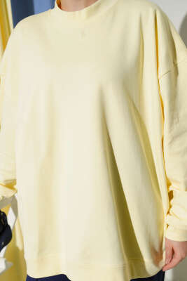 Oversize İnterlok Basic Tunik Sarı - Tunik