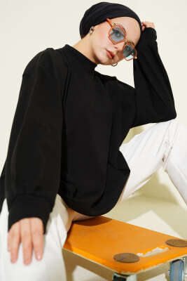 Oversize İnterlok Basic Tunik Siyah - DESTİNA