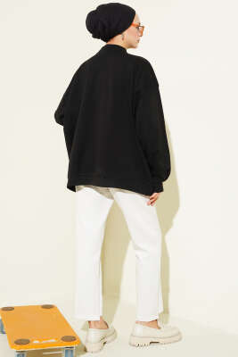 Oversize İnterlok Basic Tunik Siyah - Tunik