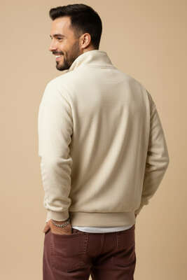 Oversize Kadife Erkek Mont Bej - Erkek Mont