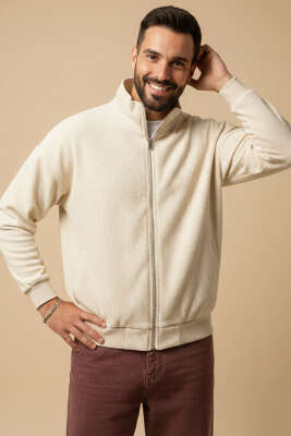 Oversize Kadife Erkek Mont Bej 