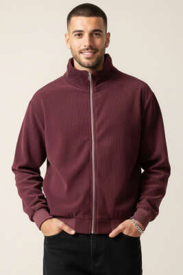 Oversize Kadife Erkek Mont Bordo - Erkek Mont