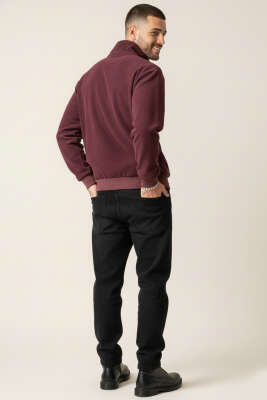 Oversize Kadife Erkek Mont Bordo - Erkek Mont