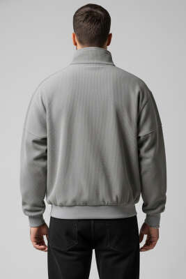 Oversize Kadife Erkek Mont Gri - Erkek Mont