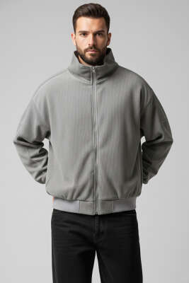 Oversize Kadife Erkek Mont Gri 