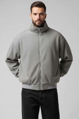 Oversize Kadife Erkek Mont Gri - JACEY JACE