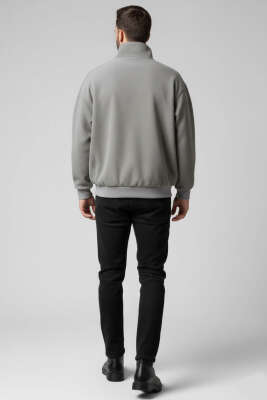 Oversize Kadife Erkek Mont Gri - Erkek Mont