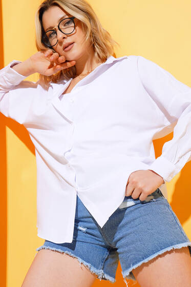 Oversize Kalıp Basic Gömlek Beyaz - Kadın Giyim Modelleri