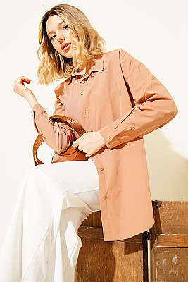 Oversize Kalıp Basic Gömlek Camel - BIGDART