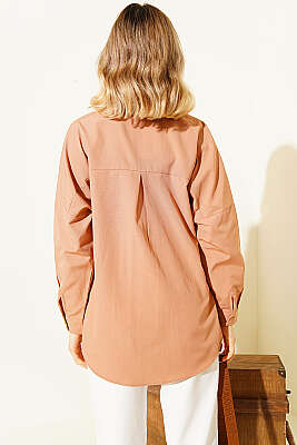 Oversize Kalıp Basic Gömlek Camel - Kadın Giyim Modelleri
