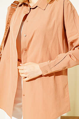 Oversize Kalıp Basic Gömlek Camel - Kadın Giyim Modelleri