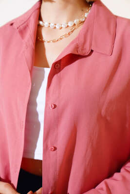 Oversize Kalıp Basic Gömlek Gül Kurusu - Kadın Giyim Modelleri