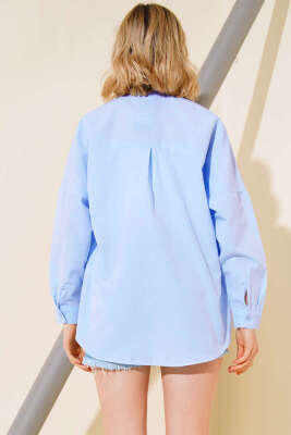 Oversize Kalıp Basic Gömlek Mavi - Kadın Giyim Modelleri