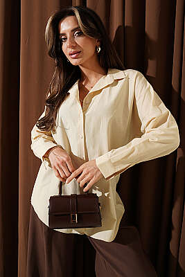 Oversize Kalıp Basic Gömlek Papaya 