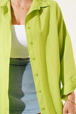 Oversize Kalıp Basic Gömlek Pastel Yeşili - Kadın Giyim Modelleri