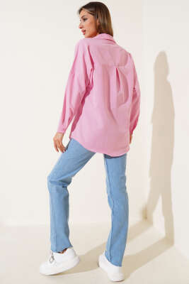 Oversize Kalıp Basic Gömlek Pembe - Kadın Giyim Modelleri