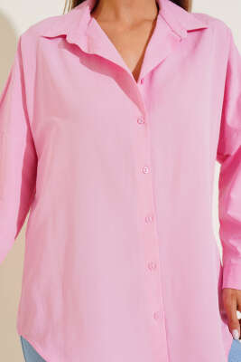 Oversize Kalıp Basic Gömlek Pembe - Kadın Giyim Modelleri
