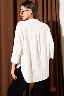 Oversize Krinkıl Gömlek Ekru - Kadın Giyim Modelleri