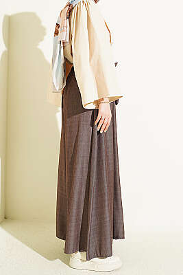 Oversize Paçalı Bağlamalı Pantolon Kahve - Pantolon