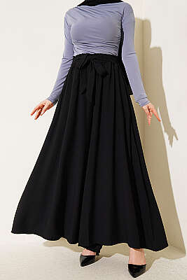 Oversize Paçalı Bağlamalı Pantolon Siyah - SAS
