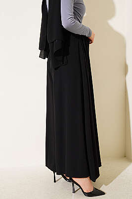 Oversize Paçalı Bağlamalı Pantolon Siyah - Pantolon